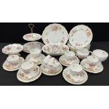 Royal Crown Derby ‘Derby Posie’ table ware including; two tier cake stand, eight tea cups and