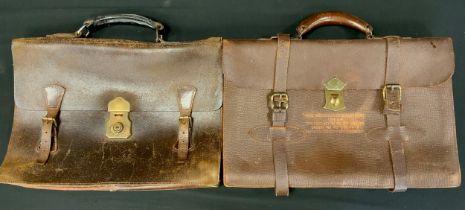 A Vintage National Brief Case MFC Co., tan leather Attache bag, or brief case, (bearing script to
