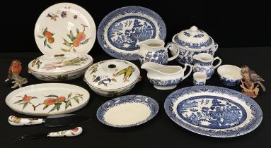 Ceramics - Royal Worcester Evesham oven to table ware, casserole dishes, oval bowls etc, Willow