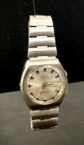 A retro 1970s/early 1980s Swiss Emperor automatic 25 jewel Alarm wristwatch, stainless steel case,