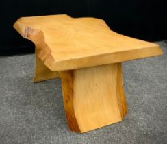 A Contemporary Blue Cedar, live-edge, coffee table; timber from Harewood House Estate originally