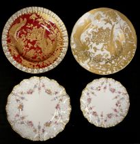 Royal Crown Derby plates including ' Gold Aves' plate, ' Birds of Paradise' 'Royal Antoinette',