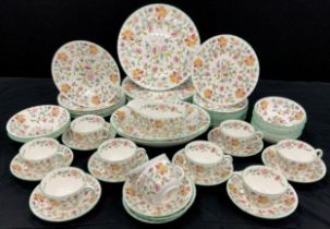 A Minton ‘Haddon Hall’ pattern table service for six including; six dinner plates, six bowls, six