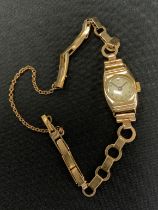 A Rolco ladies 9ct gold cased bracelet wrist watch, with fancy 9ct gold bracelet, manual stem wind