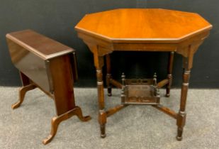 A late Victorian walnut centre table, c1890; a mahogany Sutherland table (2)