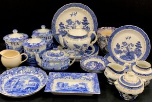 Ceramics - Blue and white including; five Booth ‘Real Old Willow’ pattern dinner plates, Spode