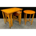 A mid century design teak nested set of tables, by Poul Hundevad - the rectangular topped occasional