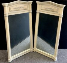 A pair of Empire style wall mirrors, each measuring 122.5cm x 60.5cm; a walnut occasional table by