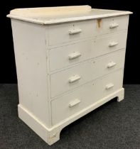 A late Victorian/Edwardian pine chest, 94cm high x 101cm wide x 51.5cm deep, c.1900.