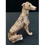 A Winstanley pottery model of a Seated Brindle Greyhound, numbered 5, 25.5cms high