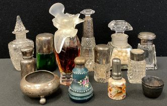 19th century and later silver mounted scent and fragrance bottles including pressed glass bottle