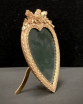 Gilt metal heart photo frame, 19cm high