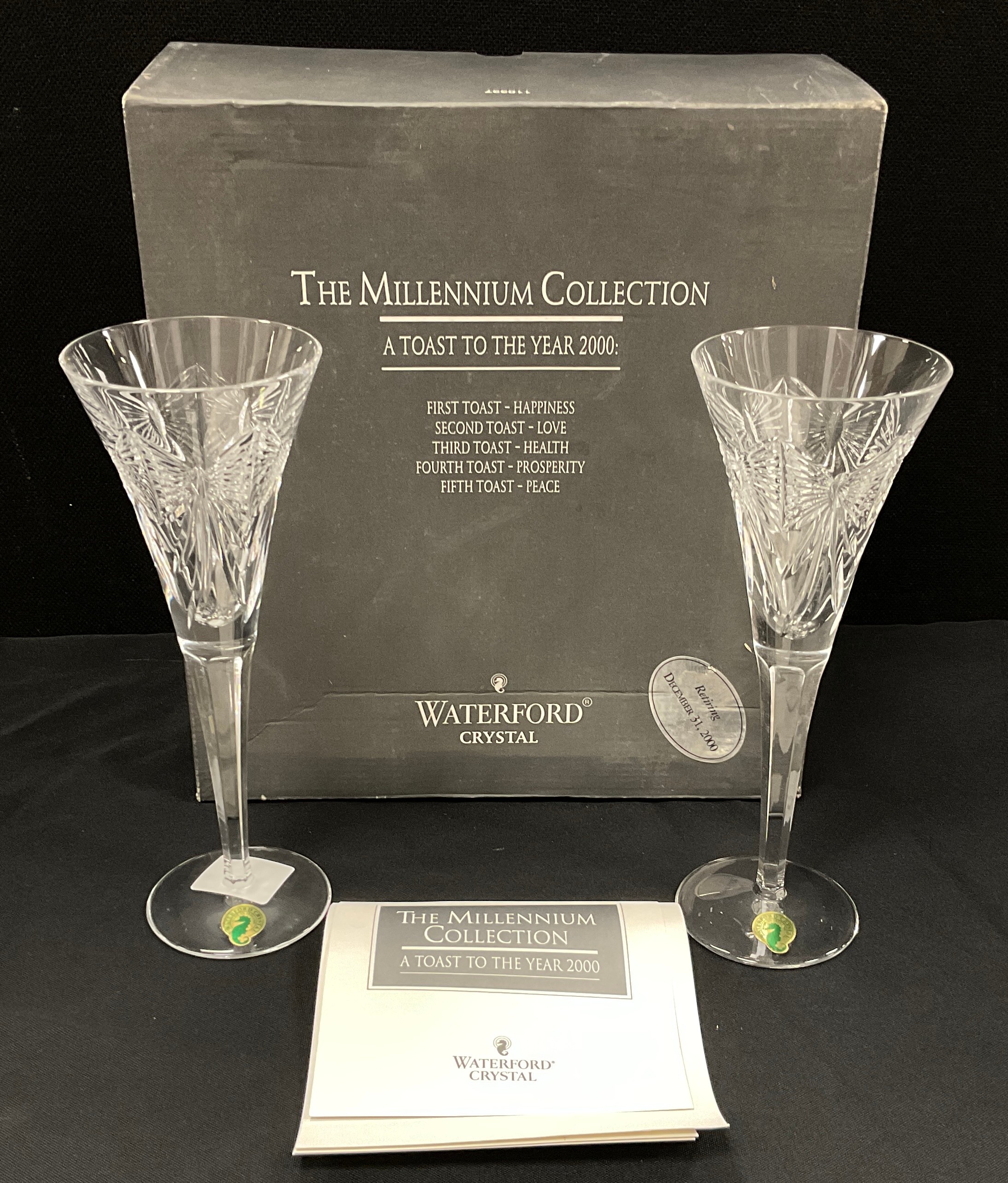 Waterford Crystal from the ‘The Millenium Collection, A Toast of the Year 2000’, a pair of cut glass - Image 2 of 2