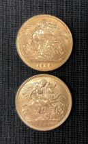 An Edward VII half sovereign, 1902, another 1909, both London mint, 7.9g (2)