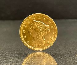 A United States of America 2½ dollar gold coin with Liberty head, 1903, 4.2g