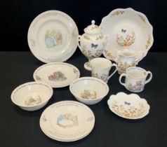 Ceramics - Aynsley Cottage garden urn and cover, bowl, trinket dishes; Wedgwood Peter Rabbit plates,