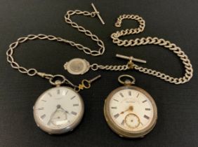 A Victorian J W Benson London silver cased open face pocket watch, enamel dial, subsidiary