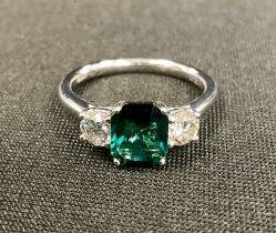 A certified tourmaline and diamond ring, central octagonal mixed cut tourmaline approx 1.30ct,