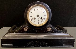 A 19th century French black marble mantel clock, c.1890