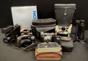 Cameras and equipment - Pentax zoom 105 camera, Polaroid 1000, Coronet camera, binoculars; etc