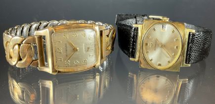 A 1950/60s Wittnauer (Longines) gold plated cased wristwatch, 26mm case, oval silvered dial,