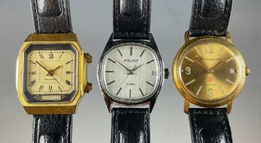 Watches - a Russian (USSR period) gold plated Commanders or Officers wristwatch, made by Order of