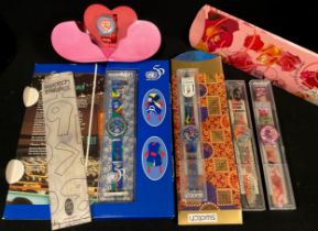 Swatch - GZ124 Scribble, GK293 Time for Love, 1999 Valentines special (heart box), GR127 For Your