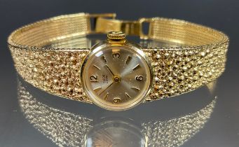 Tudor Rolex , a Royal 9ct gold cased bracelet watch, ref 7043, 16mm 9ct gold case, silvered dial,