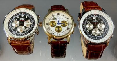 A Rotary Chronospeed quartz wristwatch, multi tone dial, three subsidiary registers, date