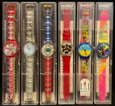 Swatch - six wraitwatches - GS105 Lucky Shadow, GN139 Crazy Eight, GK177 Fever, 100 Years of