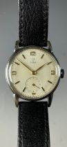 Tudor Rolex - a 1950s stainless steel cased wristwatch, ref 9850, 30mm case, textured sunburst dial,