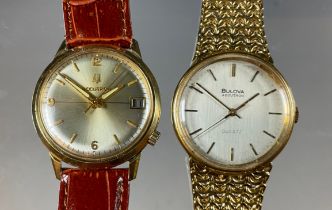 Bulova - An Accutron Series 218 Date wristwatch, circa 1970s, 34mm gold plated case, circular