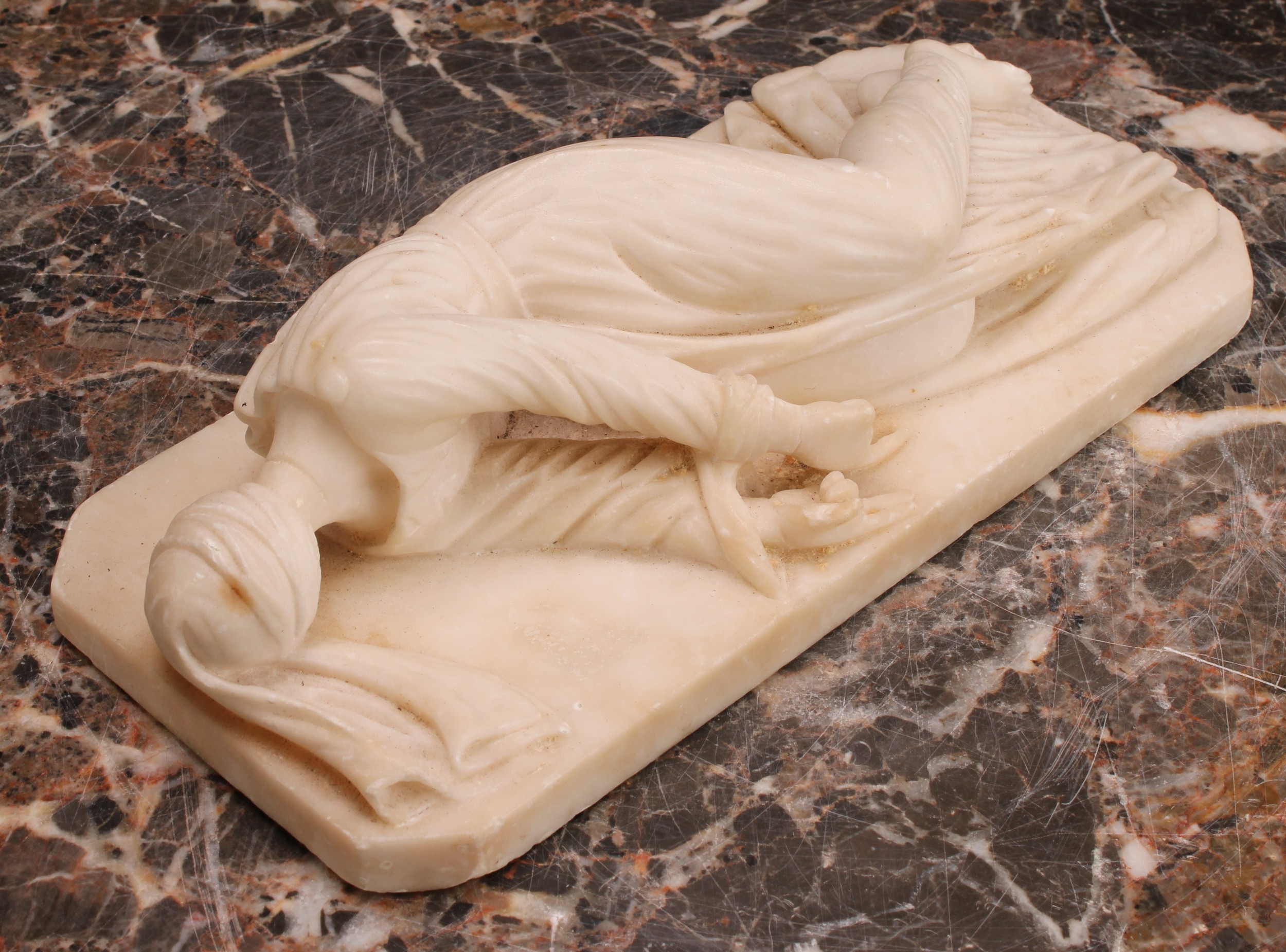 Italian School (early 20th century), an alabaster carving, St. Cecilia, a smaller rendition of the - Image 3 of 4