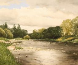 Walter Robin Jennings (1927-2005) River Dee, Near Kelso, Scotland, signed, watercolour, 53cm x 63cm