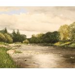 Walter Robin Jennings (1927-2005) River Dee, Near Kelso, Scotland, signed, watercolour, 53cm x 63cm