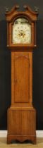 A George III Lincolnshire oak longcase clock, 30.5cm arched painted dial inscribed Shaw,