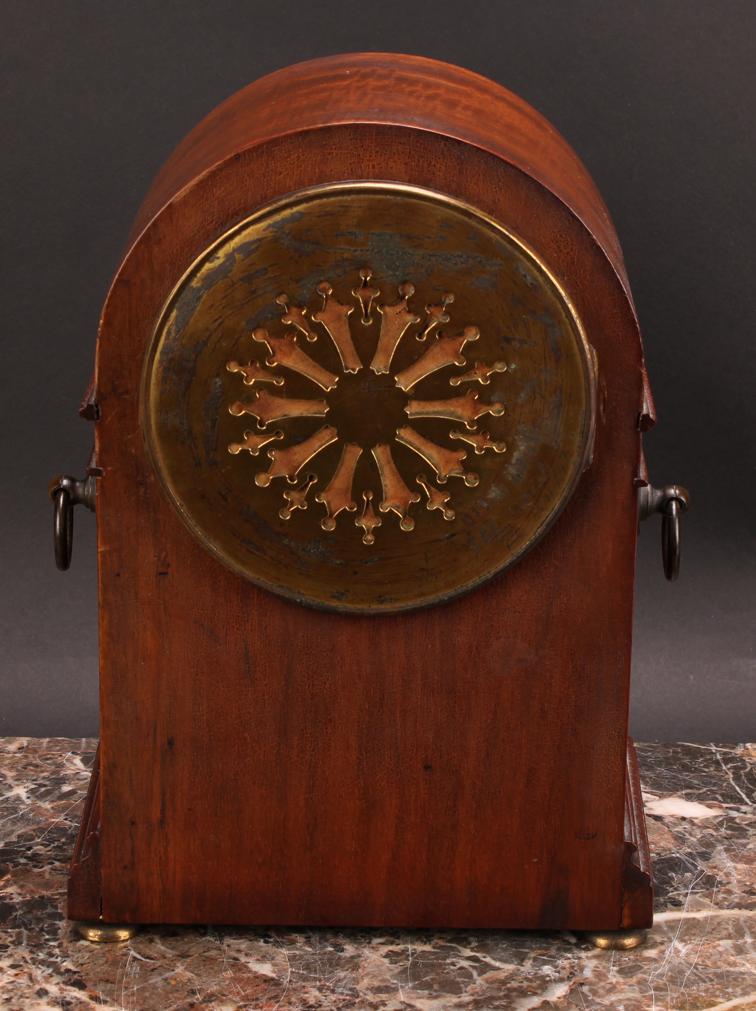 A Regency Revival mahogany mantel clock, 13cm circular enamel dial inscribed MAPLE & (CO) LTD, PARIS - Image 4 of 5