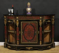 A Victorian gilt metal mounted ebonised and 'Boulle' marquetry credenza, slightly oversailing top