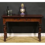 A Victorian mahogany pier table, rectangular top with canted foreangles above a single frieze