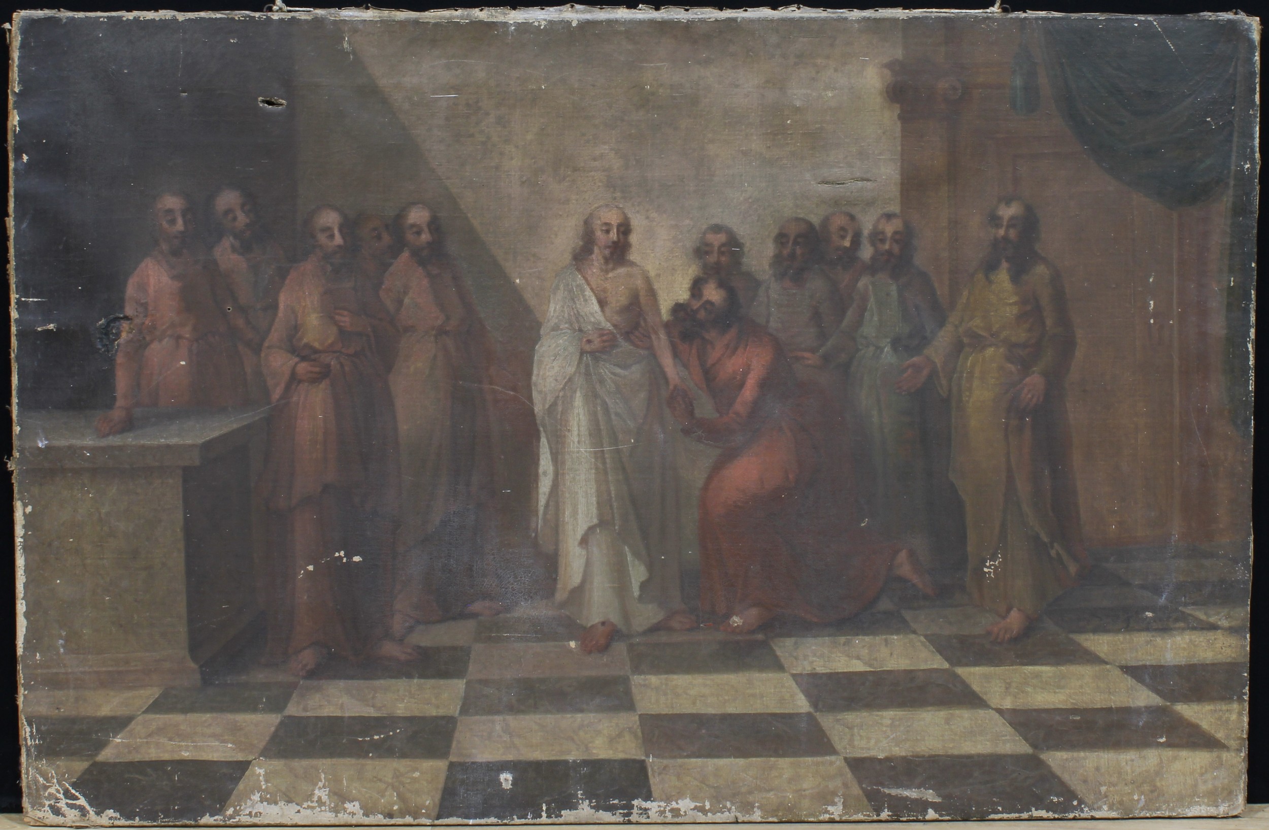 Continental School (19th century) a pair, The Last Supper and The Incredulity of Saint Thomas, oil - Image 2 of 5