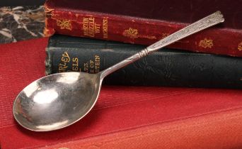 An early 18th century silver spoon, probably Norwegian, the stem engraved with a flower on a