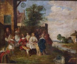 English School (19th century) A Royalist Banquet, oil on panel, 24cm x 28.5cm