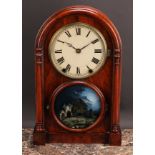 A 19th century American walnut shelf clock, 15cm painted dial inscribed with Roman numerals, twin-