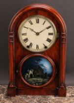 A 19th century American walnut shelf clock, 15cm painted dial inscribed with Roman numerals, twin-