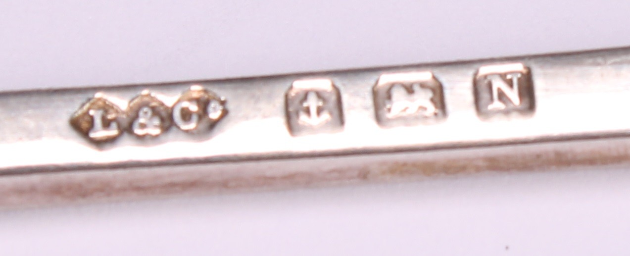 Liberty & Co - a set of six Arts and Crafts silver pastry forks, the terminals chased with - Image 4 of 4