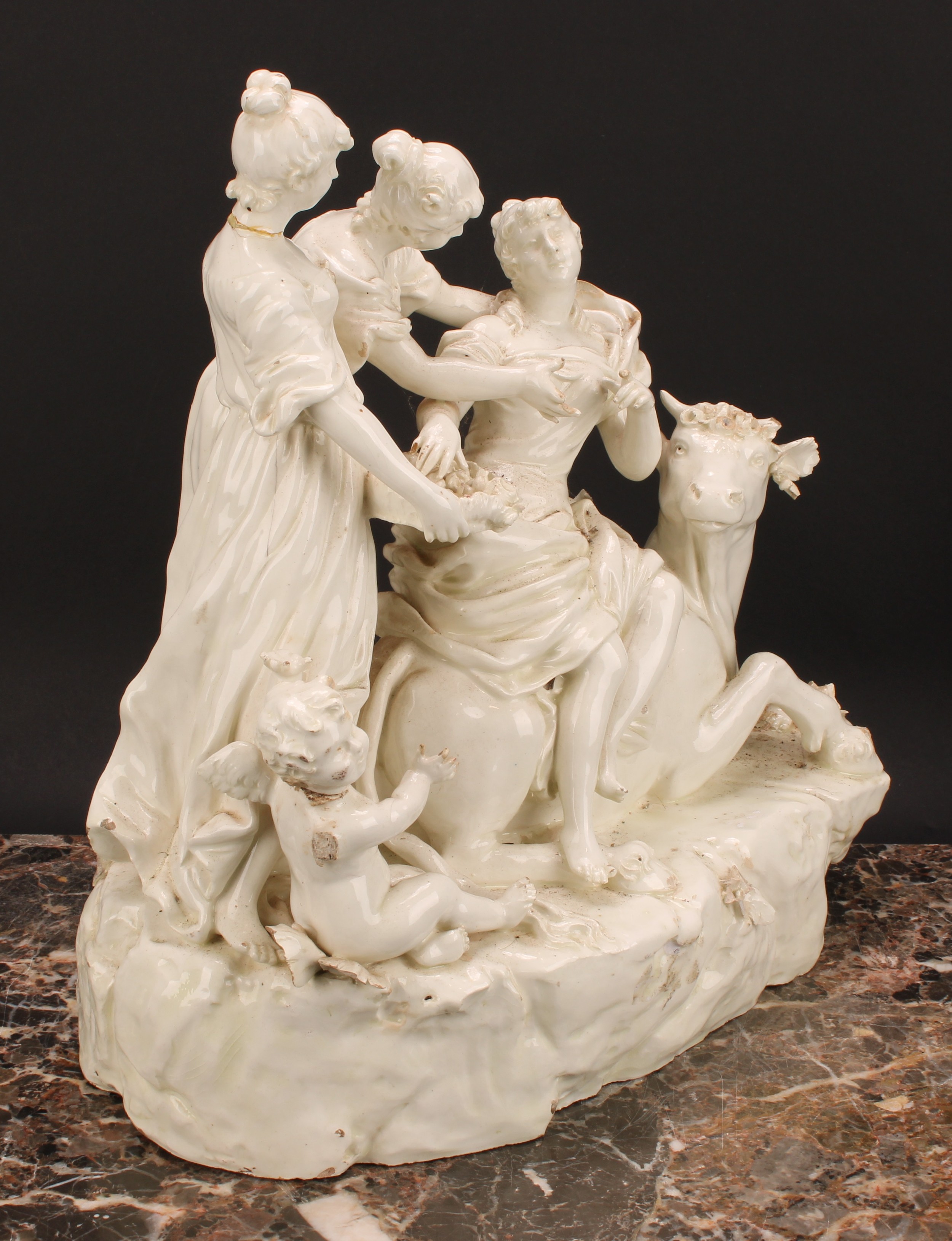 A large Italian blanc de chine porcelain figure group, Ratto d'Europa, after Titian, 31cm high, - Image 3 of 4
