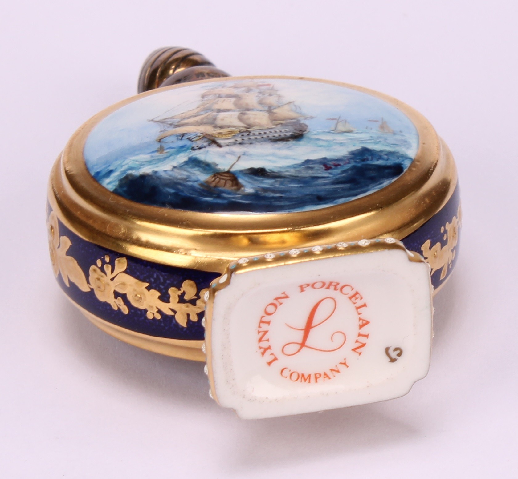 A Lynton porcelain globular scent bottle, painted by Stefan Nowacki, signed, with a sailing ship - Image 10 of 10