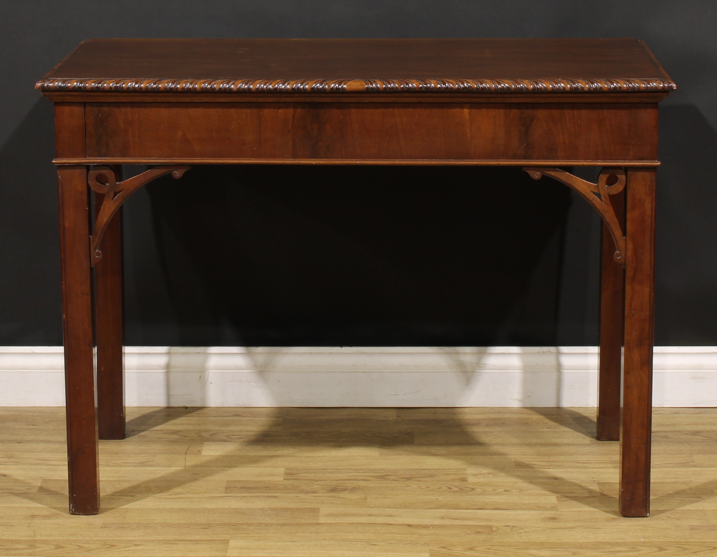 A 19th century Chippendale Revival mahogany side or serving table, rectangular top with gadrooned - Image 2 of 5