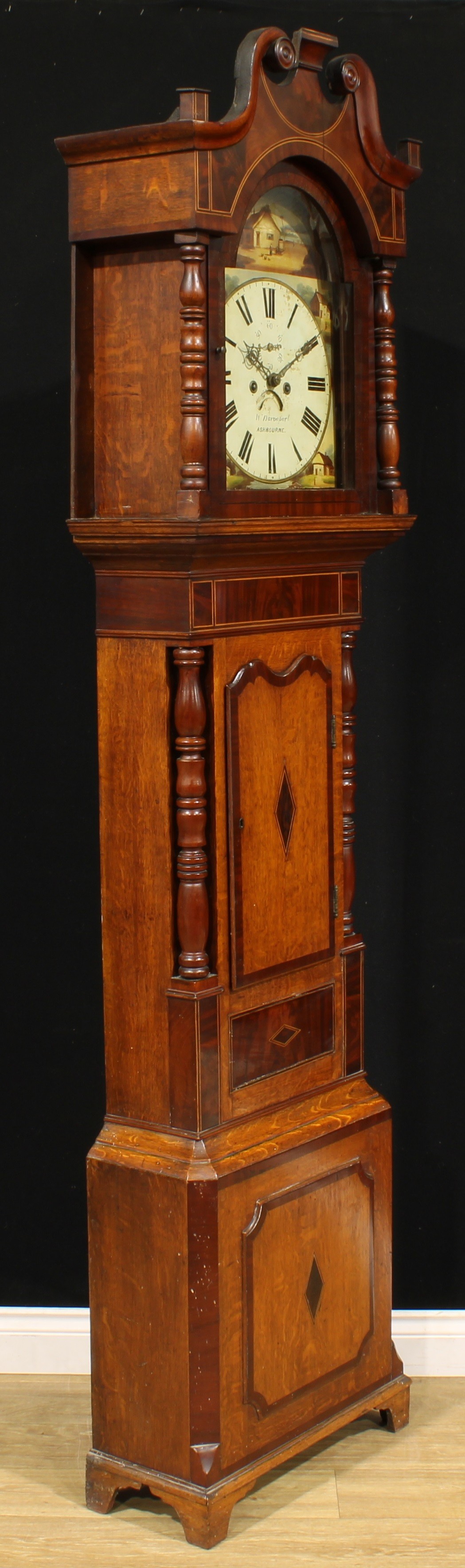 A George/William IV oak and mahogany longcase clock, 33cm arched painted dial inscribed W. - Image 2 of 6