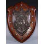 Sport - an Art Nouveau silver presentation trophy shield, Worthing & District Cricket League,